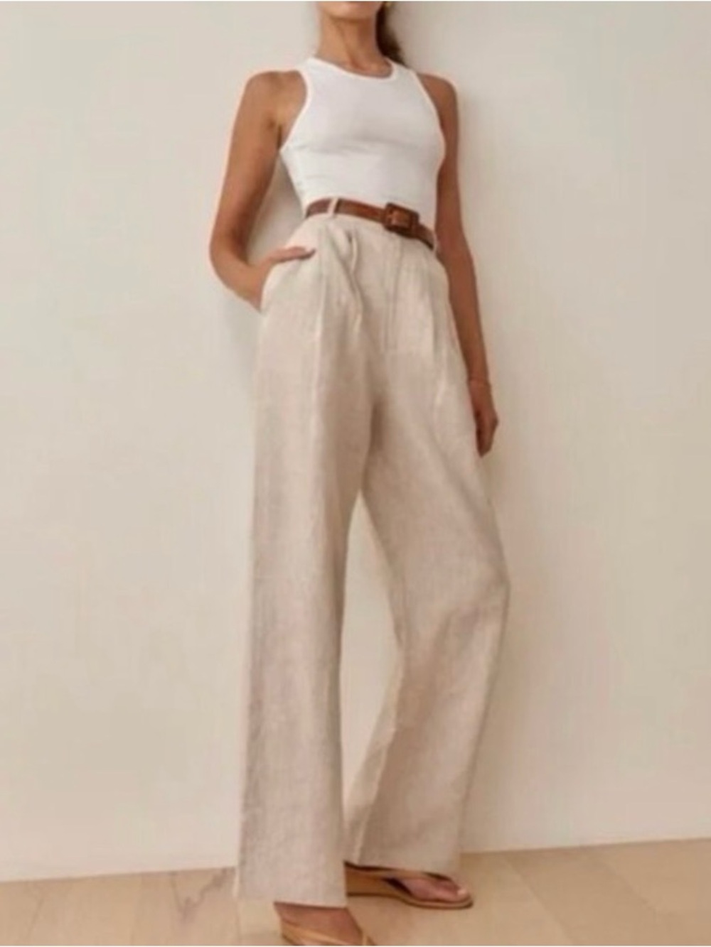 Reformation Vesta Pleated Wide Leg Linen Pants NWOT